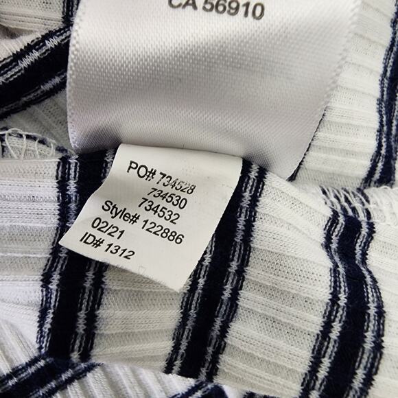 Maurices Womens Babydoll Peplum Tank Top Large White Navy Blue Striped Lace Up - Picture 8 of 9